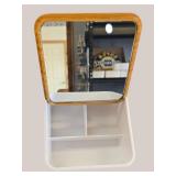 Home + Solutions Bamboo Organizer with Mirror – Vanity Storage – NEW Overstock