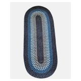 Handwoven Braided Oval Rug – Classic Blues, Timeless Style