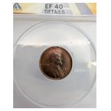 1918 Lincoln Cent 1C - ANACS EF-40 Details
