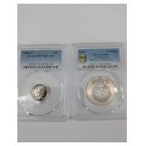 Roosevelt Dime 2002-S PR70DCAM & North Korea 10 Won 1995 PR67 PCGS (Two Coins)