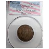 Jamaica 1/2 Penny - PCCS Certified 9-11-01 WTC Ground Zero Recovery