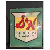 Vintage S&H Green Stamps Sign - Double-Sided 35 1/2 x 30 in - The Matthews Co.