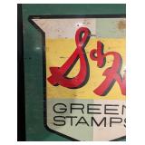 Vintage S&H Green Stamps Sign - Double-Sided 35 1/2 x 30 in - The Matthews Co.