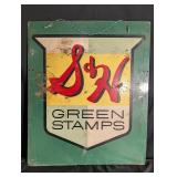 Vintage S&H Green Stamps Sign - Double-Sided 35 1/2 x 30 in - The Matthews Co.