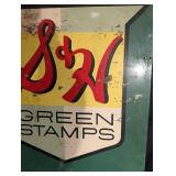 Vintage S&H Green Stamps Sign - Double-Sided 35 1/2 x 30 in - The Matthews Co.