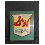 Vintage S&H Green Stamps Sign - Double-Sided, 35 1/2 x 30 in - The Mathews Co.