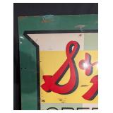 Vintage S&H Green Stamps Sign - Double-Sided, 35 1/2 x 30 in - The Mathews Co.