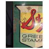 Vintage S&H Green Stamps Sign - Double-Sided, 35 1/2 x 30 in - The Mathews Co.