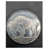 Buffalo Round - 1 oz .999 Fine Silver - Native American Obverse, Buffalo Reverse