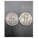 Walking Liberty Half Dollars (Lot of 2) - 1936 & 1945 US Coins
