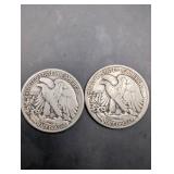 Walking Liberty Half Dollars (Lot of 2) - 1936 & 1945 US Coins