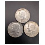 Kennedy Half Dollar 1964 90% Silver (Lot of 3)