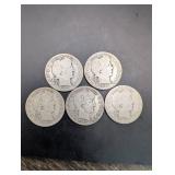 Barber Quarters - 25c (Lot of 5) 1901, 1907, 1909, 1909, 1915