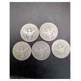 Barber Quarters - 25c (Lot of 5) 1901, 1907, 1909, 1909, 1915