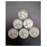 90% Silver Washington Quarters (Lot of 6)