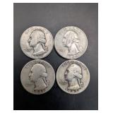 90% Silver Washington Quarters - Lot of 4 (1941, 1942, 1943, 1964)
