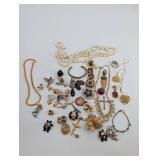 Assorted Costume Jewelry Collection - Crosses, Pearls, Cameos & Brooches
