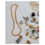 Assorted Costume Jewelry Collection - Crosses, Pearls, Cameos & Brooches