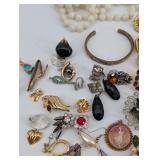 Assorted Costume Jewelry Collection - Crosses, Pearls, Cameos & Brooches