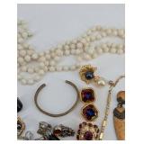 Assorted Costume Jewelry Collection - Crosses, Pearls, Cameos & Brooches