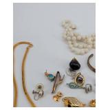 Assorted Costume Jewelry Collection - Crosses, Pearls, Cameos & Brooches
