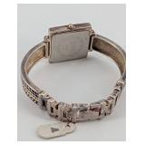 Sterling Silver Square-Case Bracelet Watch - Japan Movement, Bead Border