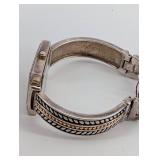 Sterling Silver Square-Case Bracelet Watch - Japan Movement, Bead Border