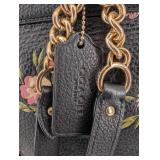 Coach Floral Print Pebbled Leather Backpack - Black