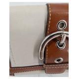 Coach Two-Tone Leather Crossbody Bag with Silver Buckle Closure