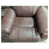 Brown Leather Recliner Chair With Manual Recline Lever