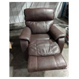 Brown Leather Recliner Chair With Manual Recline Lever