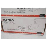 (5ct) NEW Nora Lighting NTH-106. Line Voltage Round Black Cylinder track lighting fixtures (all are white color)