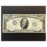 1950 Green Seal $10 Dollar Federal Reserve Note 3 Sets of Double Numbers