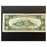 1950 Green Seal $10 Dollar Federal Reserve Note 3 Sets of Double Numbers