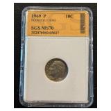 1969-P Roosevelt Dime SGS MS70