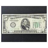 1934 D Green Seal $5 Dollar Federal Reserve Note