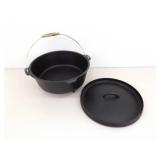 Vintage Cast Iron 12" Lidded and Footed Campfire Dutch Oven