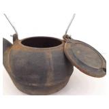 Vintage Cast Iron Lidded Wood Stove/Campfire Tea Kettle (Needs a Lye Bath)