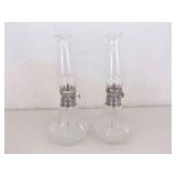 Lot of Various Vintage Glass Oil Lamps