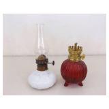 Lot of Various Vintage Glass Oil Lamps