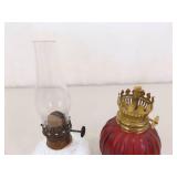 Lot of Various Vintage Glass Oil Lamps