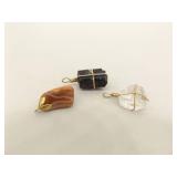 Lot of Semi Precious etc. Stone Pendants, Fossils, etc.