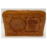 Hand Made Mexican Embossed Leather Aztec Themed Laptop Bag 2 1/2" x 11" x 16"