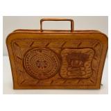 Hand Made Mexican Embossed Leather Aztec Themed Laptop Bag 2 1/2" x 11" x 16"