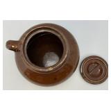 Antique Large Brown Stoneware Crock With Lid