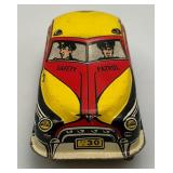 Vintage tin Litho Toy Vehicles Including Greyhound Bus, Lipor Safty Patrol And More