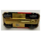 Vintage tin Litho Toy Vehicles Including Greyhound Bus, Lipor Safty Patrol And More