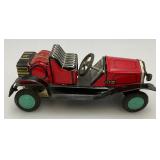 Vintage tin Litho Toy Vehicles Including Greyhound Bus, Lipor Safty Patrol And More