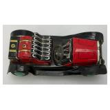 Vintage tin Litho Toy Vehicles Including Greyhound Bus, Lipor Safty Patrol And More