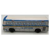 Vintage tin Litho Toy Vehicles Including Greyhound Bus, Lipor Safty Patrol And More